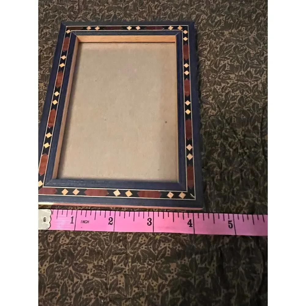 Wood photo picture frame 4x6 geometric pattern table stand home decor